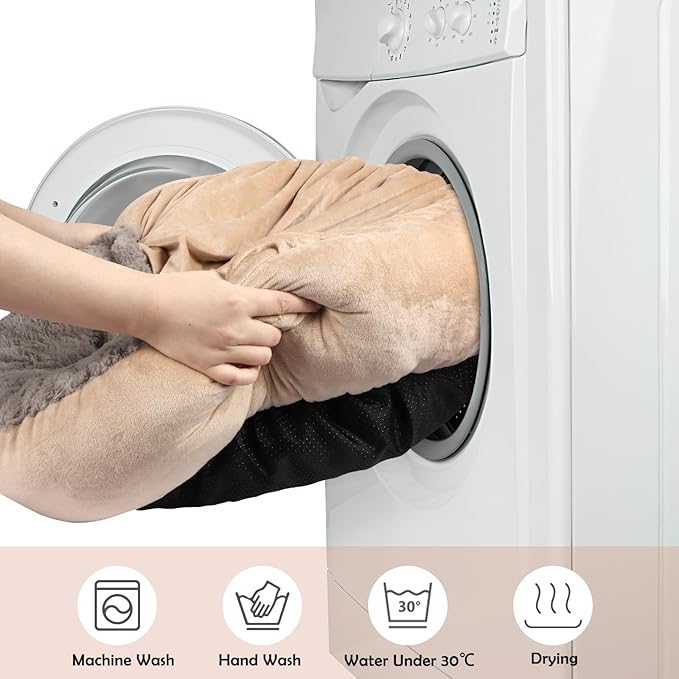 JOEJOY Small Dog Bed Cat Bed with Hooded Blanket, Cozy Cuddler Luxury Puppy Pet Bed, Donut Round Calming Anti-Anxiety Dog Burrow Cave Bed - Anti-Slip Bottom and Machine Washable 23 inch