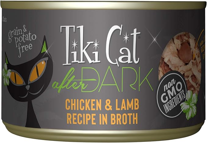 Tiki Cat After Dark, Chicken & Lamb, High-Protein and 100% Non-GMO Ingredients, Wet Cat Food for Adult Cats, 5.5 oz. Cans (Pack of 8)