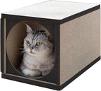 Cat Scratcher Tunnel, Cardboard cat House, Scratching Post for Indoor Cats, 360 Degree Comfort, Durable Design, Odor-Free, Easy Assembly, Perfect for Playful Kittens and Adult Cats, Espresso
