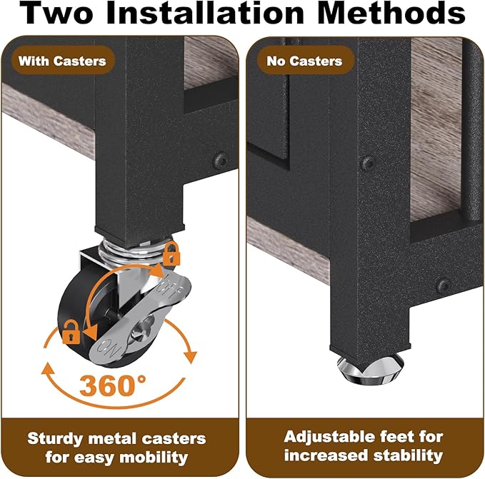 EasyCom 42"/41"/33" XL Dog Crate Furniture with Casters, Heavy Duty Dog Kennel Indoor for Large and Medium Dogs, Double-Doors Sturdy Dog Cage for Anxiety Dog, Decorate House as TV Stand, Bedside Table