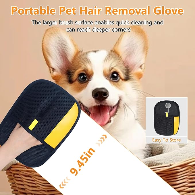 2 Pcs Pet Hair Removal Glove for Cats & Dogs,Newly Upgraded Pet Hair Gloves Electrostatic Pet Hair Remover Gloves,Reusable Pet Hair Remover Tool For Couch Clothes Carpet Car Seat,9.45 *7.1 in