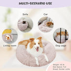 Himax Dog Beds for Large Dogs, Donut Dog Bed with Blanket Attached, Calming Dogs Beds Washable (20"/26"/35") Beige