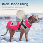 IECOii Dog Coat for Large Dogs Waterproof Dog Winter Jacket with Harness Built in, Rosered - XXLarge, Thermal Warm Fleece Lined, Reflective Dogs Jackets for Cold Weather Camping, Hiking, Pitbull