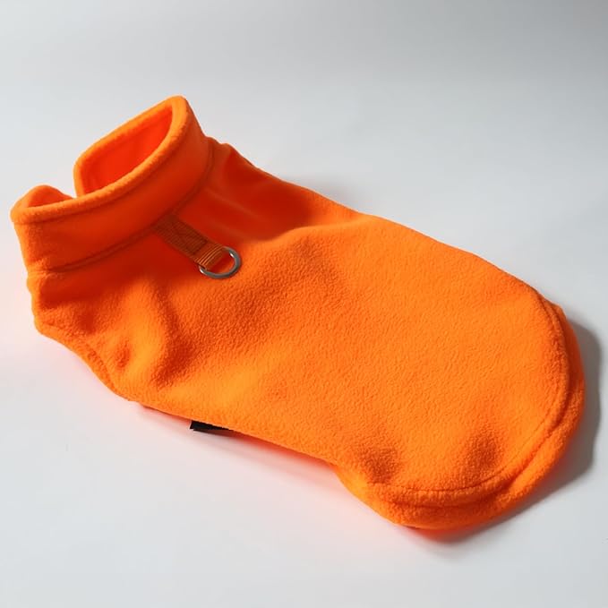 JACKO & CO - Fleece Vest Sweater with Leash Ring - Soft Lightweight Breathable for Puppies Small Medium Dogs, Kitten, Cats, Chihuahua - Warm for Fall/Autumn/Winter (Pumpkin, Small 2-4lbs)