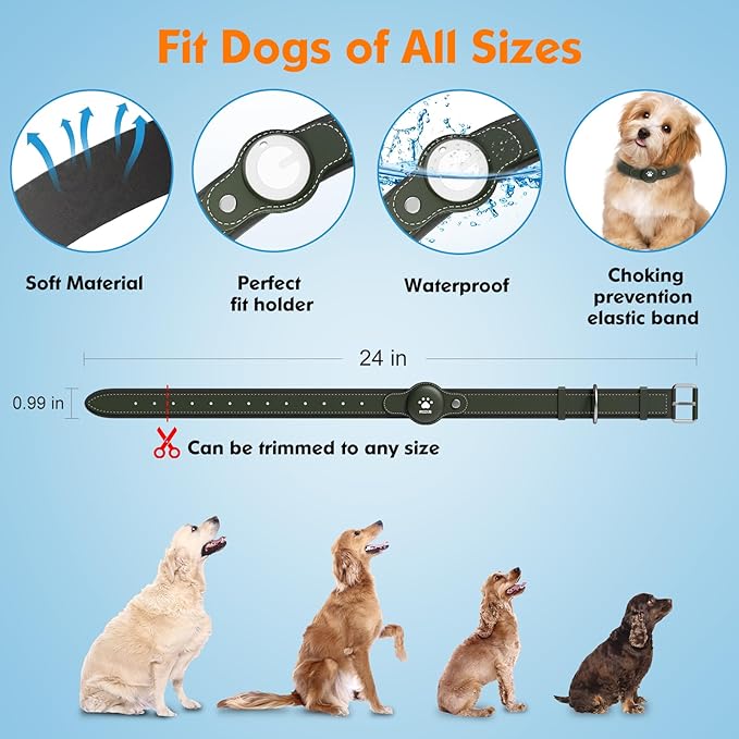 2-in-1 GPS Tracker for Dogs: Smart Collar with Real-Time Location, No Monthly Fee, Unlimited Range (iOS Only) GPS Tracker Dog Collar- Ideal for Small, Medium Large Dogs(Tracker Included) (Green)