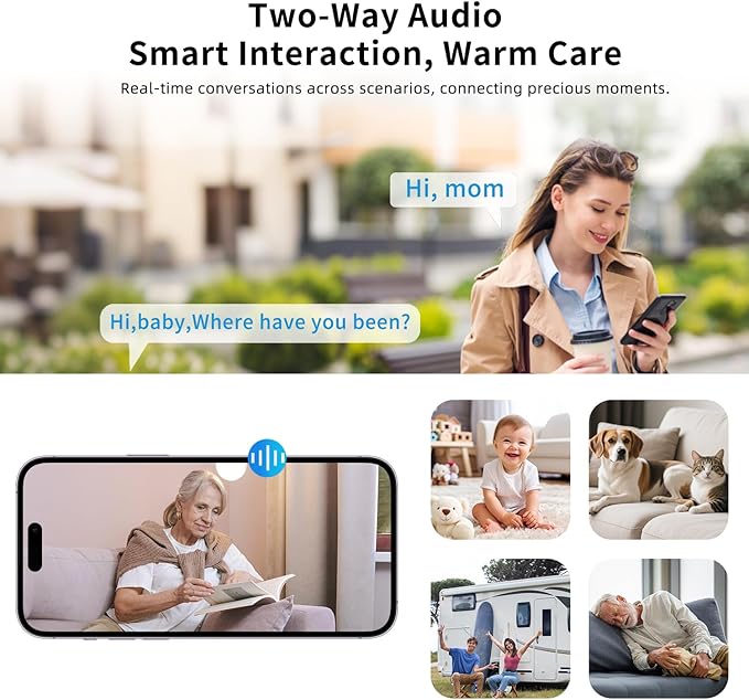 4G LTE Cellular Security Indoor Camer Wireless, Monthly Fee, Pet Camera with Speaker for Dog/Cat, Baby Monitor, Power Battery,HD 360°Full View Two-Way Talk,Indoor No WiFi Camera Home Security