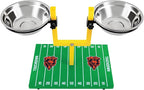 NFL Chicago Bears Goalpost Football Field Dog Feeder – Adjustable Elevated Dog Bowls with Stand, 2 Stainless Steel Bowls, Non-Slip Rubber Feet, Raised Pet Feeder for Large & Small Dogs, Cats.