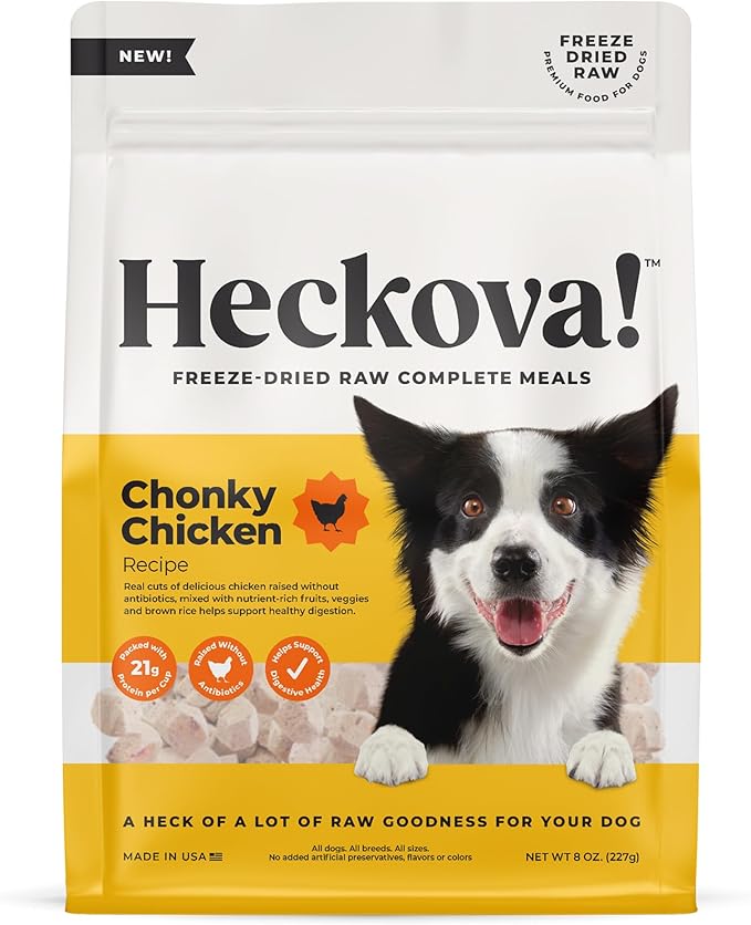 Chonky Chicken - Freeze Dried Raw Dog Food, Complete Meal, Real Cuts of Chicken for Training, Meal Topper, High Protein, 21g Per Cup, Made in The USA, 8oz Bag