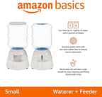 Amazon Basics Automatic Dog Cat Water Dispenser Gravity Feeder Set, Pack of 2, Small, 6-Pound Food Capacity, 1-Gallon, Gray