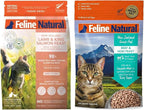 Feline Natural High Protein Dry Cat Food, Freeze-Dried Diet with 98% Meat, Organs & Seafood, No Peas, Grains, or Artificial Additives, Made in New Zealand, Lamb & King Salmon + Beef & Hoki, 11oz