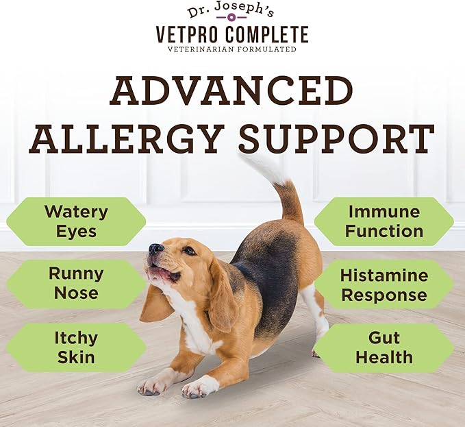 VetPro Advanced Allergy and Itch Support for Dogs - Supports Seasonal Allergies, Itchy Skin, & Immunity - Enhanced with Salmon Oil, Probiotics & Colostrum for Allergies, Immune Support, & Gut Health