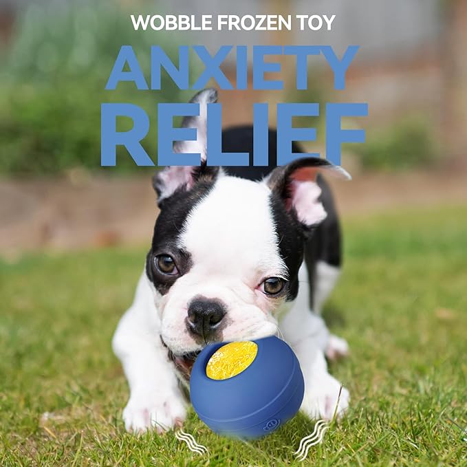 Long-Lasting Interactive Dog Lick Toy, Stuffable Dog Enrichment to Keep Dogs Busy, Wobbly Treat Dispensing Freezable Licking Toys, Food-Grade Safe (Dark Blue,L)