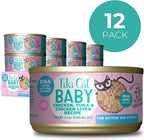 Tiki Cat Baby, Chicken Tuna & Chicken Liver Shreds, High-Protein and Flavorful, Wet Cat Food for Kittens 8 Weeks Plus, 2.4 oz. Cans (Pack of 12)