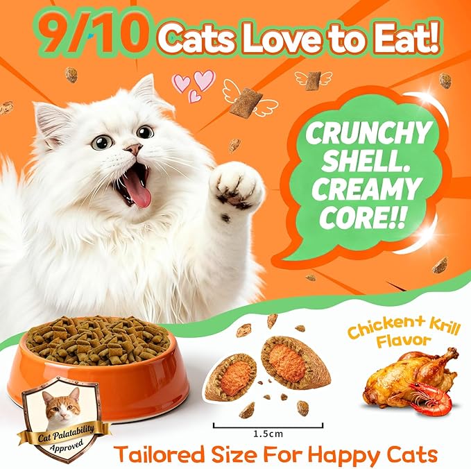 Flea and Tick Prevention for Cats, 500 Crunchy & Creamy Chews, Cat Flea Chewables with Natural Oral Flea Treatment Supplement Cats, Skin & Coat Support - All Breeds & Ages - Chicken and Krill Flavor