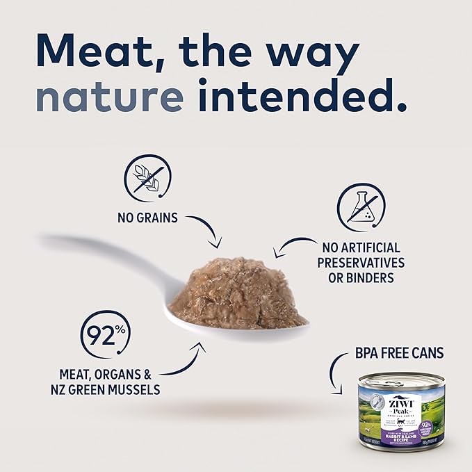 ZIWI Peak Canned Wet Cat Food – All Natural, High Protein, Grain Free, Limited Ingredient, with Superfoods Rabbit & Lamb, 3 Ounce (Pack of 24)