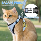 PUPTECK Cat Harness and Leash Set Escape Proof Reflective Cat Walking Harness Adjustable Soft Breathable Mesh Vest for Small Pets, Sky Blue, S