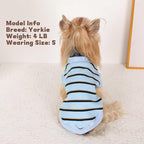 Dog Shirt, Pet Clothes for Chihuahua, Yorkie Teacup Costumes Striped, Small Dogs Sleeveless Tank Top Vest, Breathable Cotton Puppy T-Shirt, Cat Apparel Outfit (Blue, S)