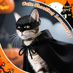 3 PCS Cat Bat Mask Halloween Costumes Accessories Bat Mask Cloak and Halloween Cat Collar Pet Costumes Clothes for Cats, Bat Cat Cosplay Apparel