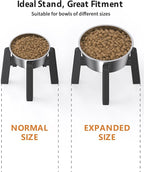 CZPET Dog Bowl Stand, 51 oz Large Capacity Raised Elevated Dog Food/Water Stainless Steel Feeder, Size Adjustable & Anti-Slip Stand for Medium Dogs (2 Pack)