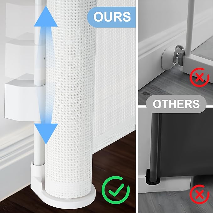 120″ Extra Wide Baby Gate – 34″ Tall Retractable Pet Gate for Large Openings, Hallways, Room Dividers – Mesh Safety Barrier for Indoor Outdoor Use, White