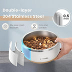 Pawaii Dog Food and Water Bowl with Non - Slip Rubber Base, Metal Insulated Stainless Steel Dog Bowls with ID Tag, Double - Wall, Durable and Dishwasher - Safe for All Dogs (34oz)