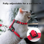 Plutus Pet Adjustable Cat Harness and Leash Set, Quick Release, Escape Proof Nylon Vest with Leather Trim for Kitten, Small Medium Large Cats, Red