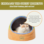 Jiupety Cat Beds for Indoor Cats, Cat Cave Bed and Kitten Bed, Hideway Cat House and Cat Tent with Anti-Slip Bottom, Washable Removable Cushion, M(16"x16"x13"), Green.