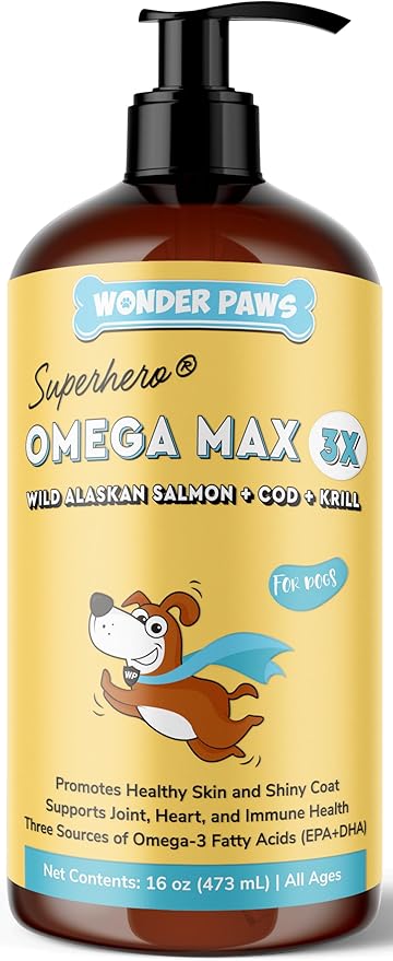 Fish Oil for Dogs - Omega 3 for Dogs from Alaskan Salmon, Cod & Krill Oil - EPA DHA Fatty Acids - Less Shedding & Itching - Skin, Joint, Immune & Heart Health - Liquid Supplement (16 oz)