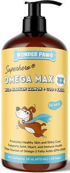 Fish Oil for Dogs - Omega 3 for Dogs from Alaskan Salmon, Cod & Krill Oil - EPA DHA Fatty Acids - Less Shedding & Itching - Skin, Joint, Immune & Heart Health - Liquid Supplement (16 oz)