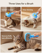 ROJECO 3-in-1 Pet Steam Brush for Cats&Dogs - Detangling Comb with Adjustable Mist, Handheld Deshedding Grooming Tool for Long/Short Hair, Massage Brush & Shedding Control Gift,Cordless (Blue)