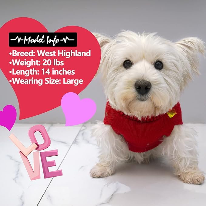 KYEESE Dog Sweaters Colorful Radiant Printing Love Design with Leash Hole Pet Sweater Pet Clothes,S