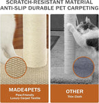 Made4Pets Tall Cat Scratching Post, Heavy Duty and Thicker Scratching Posts for Indoor Cats Adults, 23.6" Natural Sisal Cat Scratcher with Hanging Balls, Sturdy Base Cat Scratch Post, Beige