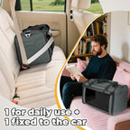 YUDODO 2 Packs 25 lbs Lightproof Soft Sided Pet Carrier for Large Cat & Small Dog Airline Approved Travel Bag Puppy Carriers with Side Pockets & Reflective Mesh, Foldable Portable for Car 2 Grey Green