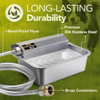 Automatic Water Dispenser for Dogs 2 Gallons, 304 Stainless Steel Dog Water Bowl Dispenser for Farm Chicken Pets Indoor&Outdoor Dog Waterer Feeder Fit 3/4'' GHT Faucet Auto Filling Wide Drinking Area