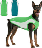 2 Pack Dog Shirts, Breathable Dog Clothes, Summer Sun Protection Pet Sleeveless Vest, Lightweight Stretchy Tank Top T-Shirts for Large Medium Dogs-Green White+Blue White (M)