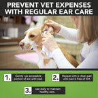 NOVEHA - Dog Ear Cleaner Wipes, Daily Ear Cleaner for Dogs & Cats - Stop Ear Itching with Aloe, Eucalyptus & Witch Hazel Ear Wipes for Dogs - for Odor Control, Dirt and Wax Removal, Unscented (300 Ct)