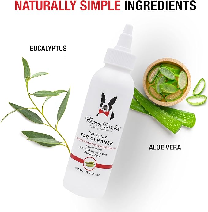 Warren London Instant Ear Cleaner- Dog Ear Drops w/Aloe to Prevent Irritation | Made USA | 12oz