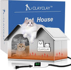 Heated Cat House for Outside Pets in Winter，Winter Shelter for Indoor Outdoor Ferals,Cats & Small Dogs with Heating Pad，Kitty Heated House with Waterproof Suitable for All Seasons(28"D x 17"W x 18"H)
