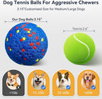 3.15 Indestructible Dog Balls -Proof Puppy Toys for Aggressive Chewers, Teething Teeth Cleaning, Floating Water & Bouncy Fetch Ball for Large Medium Dogs(No Electricity, No Smart Interactive)