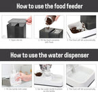 Automatic Small Pet Feeder and Water Dispenser, 2 in 1 Gravity Cat Auto Cat Small Medium Dog Feeder and Waterer Set Dish for Puppy Kitten Pets (Grey)