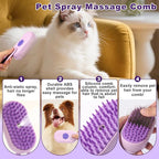 4-in-1 Pet Steam Brush for Dogs & Cats - Anti-Static Deshedding Grooming Tool with Massage & Cleaning for Long/Short Hair | Micro-B Rechargeable (Purple)