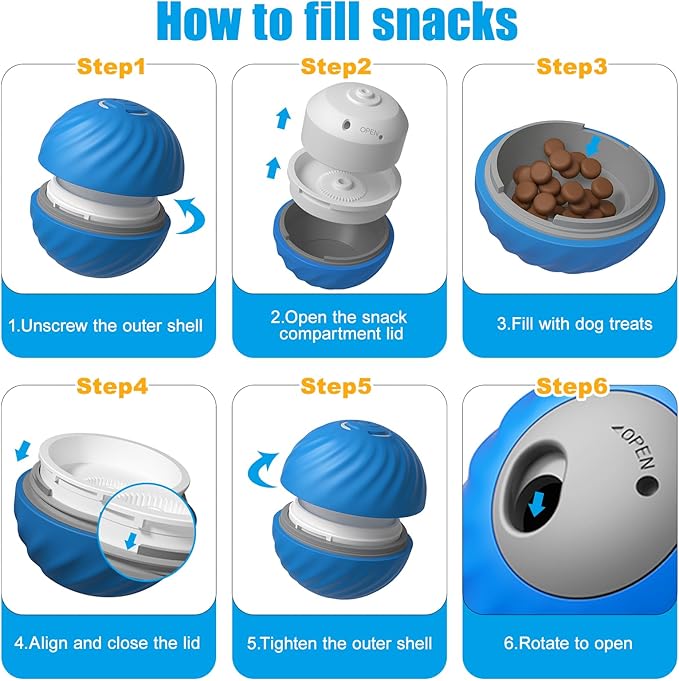 AIERSA Interactive Dog Toys, Automatic Dog Treat Ball Dispenser Toy to Keep Them Busy, Anti-Boredom Electric Moving Puzzle Dog Toys, Self-Rolling Treat Ball Toy for Small and Medium Dogs (Waxberry)