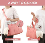 Dog Purse Carrier for Small Dogs, Soft Soft Sided Folding Dog Carriers for Small Dogs Medium Cats Puppies up to 15 Lbs, Washable Breathable Puppy Carrier for Outdoor Travel (Large Pink)