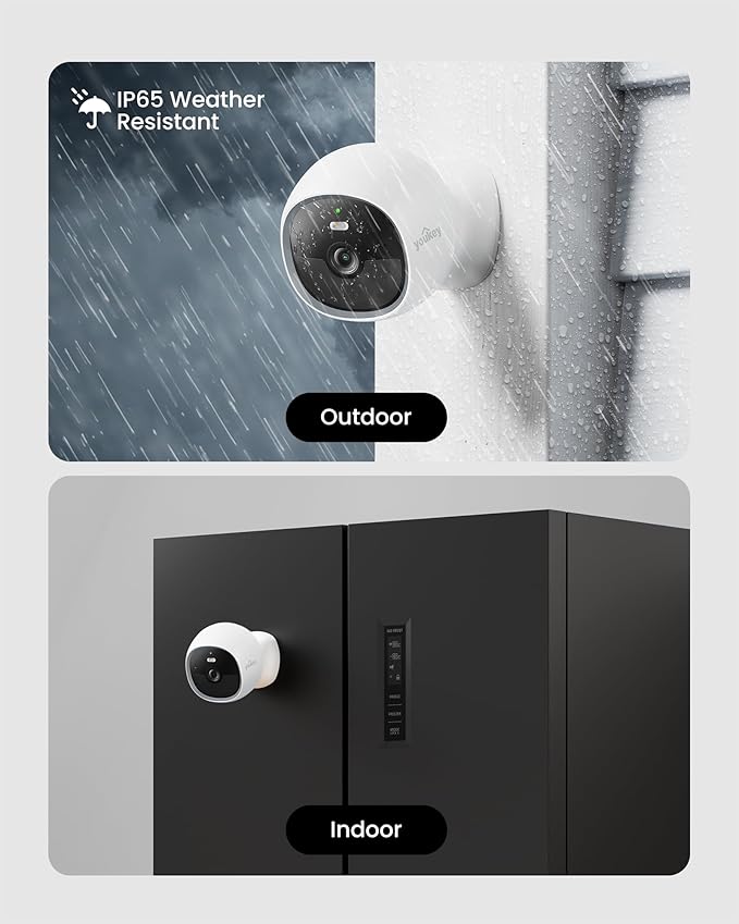 youkey S320 Magnetic Wire-Free Camera 2.5K QHD Security Camera with Dual Band WiFi 6, Built-in 8GB Storage, Color Night Vision, AI Human Pet Detection, IP65, No Monthly Fees