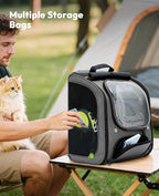 Pecute Cat Backpack Carrier, Large Space Cat Bubble Backpack, Breathable Cat Carrier, Shaded Dog Backpack Carrier, Ergonomic 3D Design for Travel, Hiking, Suitable for Shopping, and Vet, Gray