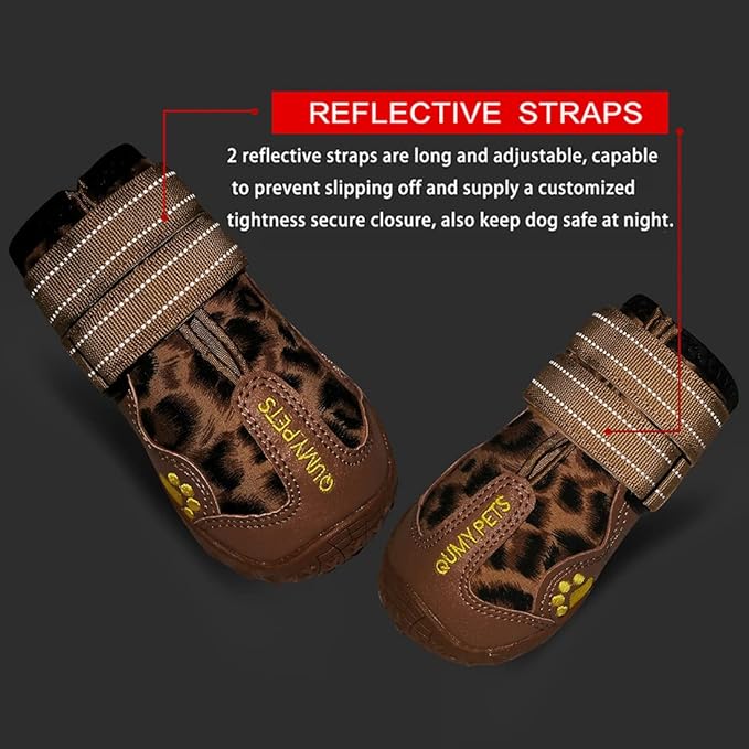 QUMY Dog Shoes for Large Dogs, Medium Dog Boots & Paw Protectors for Winter Snow Day, Summer Hot Pavement, Water-Resistant in Rain Weather, Outdoor Walking, Indoor Hardfloors Skid-Resistant Sole