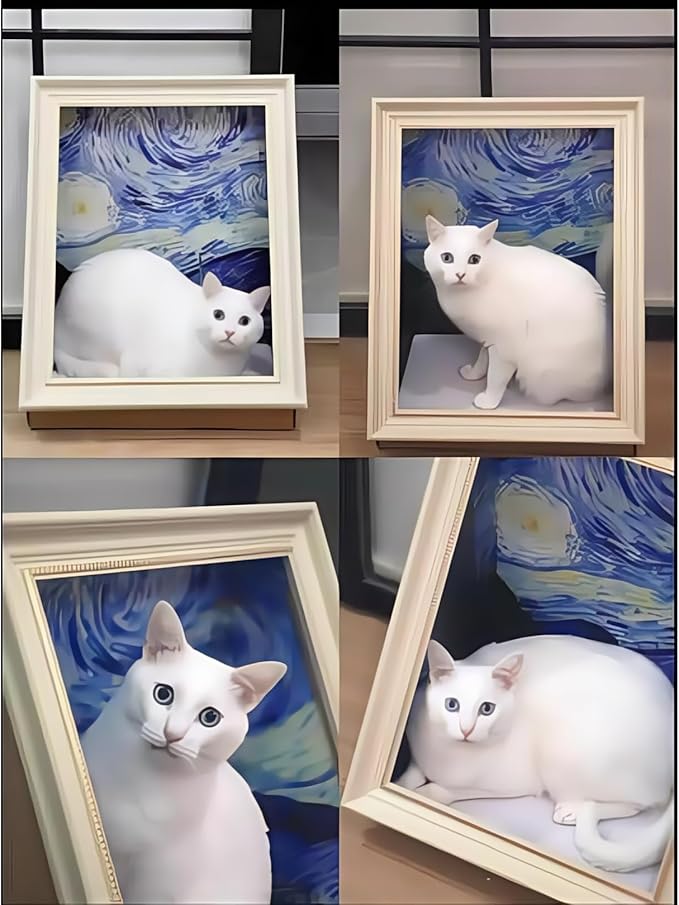 Oil Painting Cat House with Scratcher,Cat Bed Art Picture Frame Scratching Board Playing Tent Box, Assemble Kitty Couch Cave Condo Creative Pets Furniture - Kitty Living in Famous Painting (Reader)