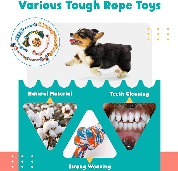 Zeaxuie 23 Pack Luxury Puppy Toys for Teething, Cute Small Dog Toys with Rubber Puppy Chew Toys, Treat Ball, Ropes and Plush Squeaky Dog Toys