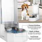 Sfozstra Dog Water Bowl Dispenser: 7L Large White Gravity Stainless Steel Bowl - Without Filter - Pet Feeder for Pets Indoor/Outdoor Use by Owners