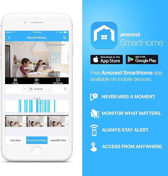Amcrest 1080P WiFi Camera Indoor, Nanny Cam, Dog Camera, Sound & Baby Monitor, Human & Pet Detection, Motion-Tracking, 2.4Ghz Only, Pan/Tilt Wireless IP Camera, Night Vision, Smart Home ASH21-B